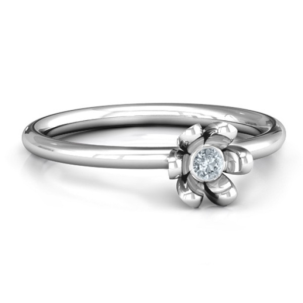 Sterling Silver Stone in 'Magnolia' Ring  - All Birthstone™