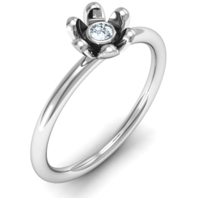 Sterling Silver Stone in 'Magnolia' Ring  - All Birthstone™