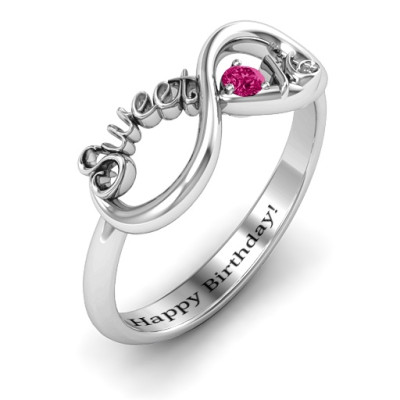 Sterling Silver Sweet 16 with Birthstone Infinity Ring  - All Birthstone™