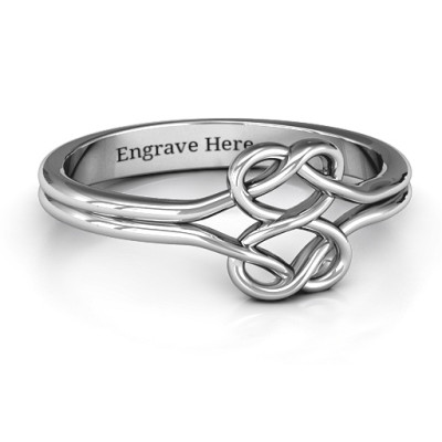 Sterling Silver Tangled Hearts Infinity Ring - All Birthstone™