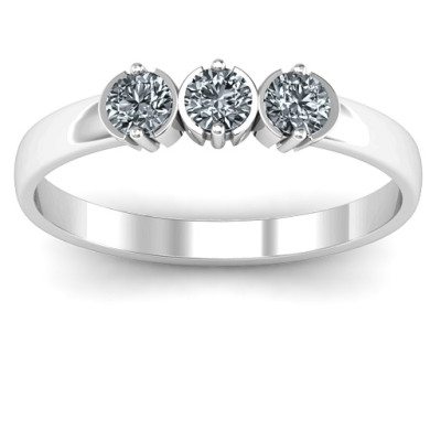 Sterling Silver Trinity Ring with Cubic Zirconias Stones  - All Birthstone™