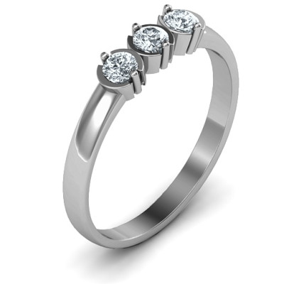 Sterling Silver Trinity Ring with Cubic Zirconias Stones  - All Birthstone™
