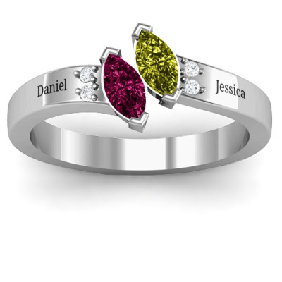 Sterling Silver Twin Marquises and Accent Ring - All Birthstone™