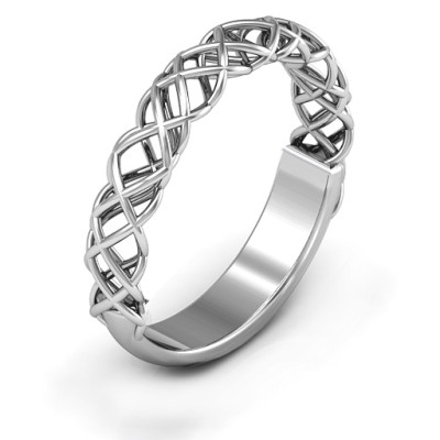 Sterling Silver Woven in Love Ring - All Birthstone™