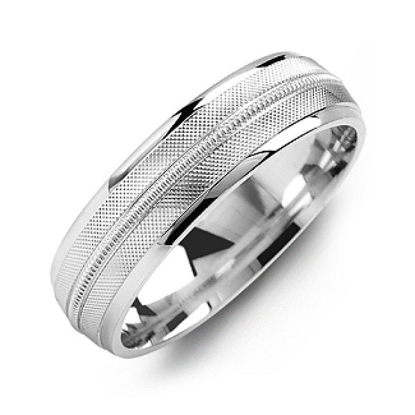 Textured Men's Ring with Centre Milgrain Detail - All Birthstone™
