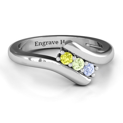 Three Stone Classic Bypass Ring  - All Birthstone™