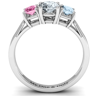 Three Stone Eternity with Princess Accents Ring  - All Birthstone™