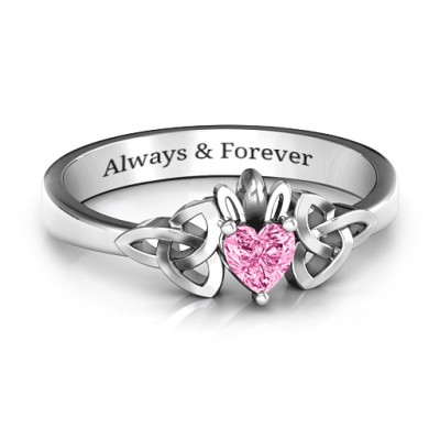 Trinity Knot Heart Crown Ring - All Birthstone™