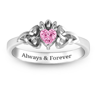 Trinity Knot Heart Crown Ring - All Birthstone™