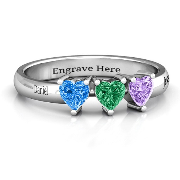 Triple Heart Stone Ring  - All Birthstone™