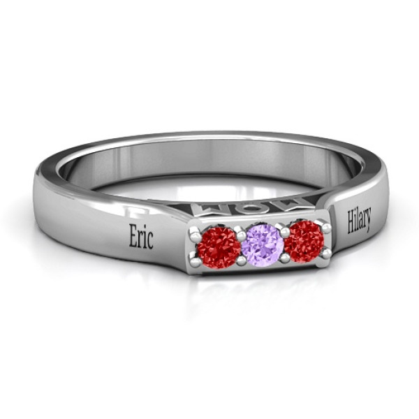 Triple Round Stone MOM Ring  - All Birthstone™