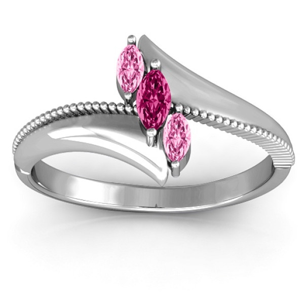 Trois Marquise and Studded Ring - All Birthstone™