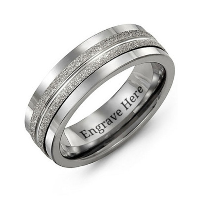 Tungsten Men's Double Row Brushed Tungsten Band Ring - All Birthstone™
