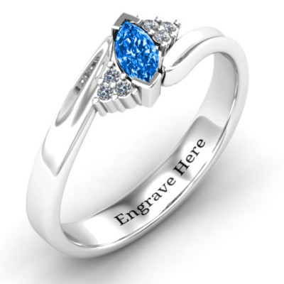 Twisted Marquise Ring with Shoulder Accents - All Birthstone™