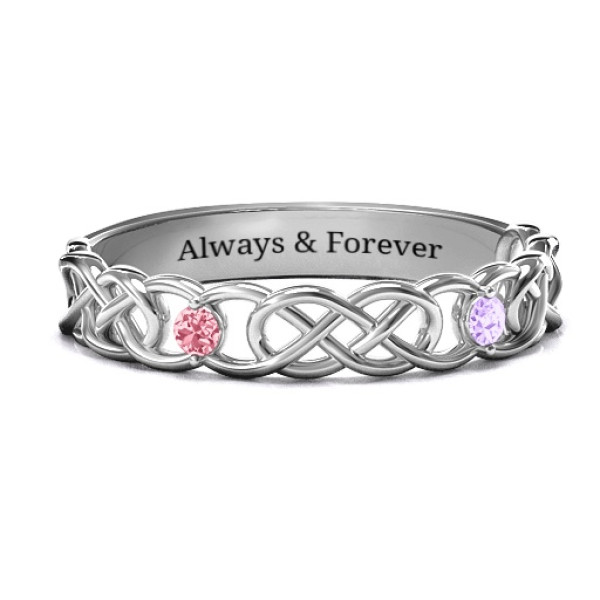 Two-Stone Interwoven Infinity Ring  - All Birthstone™