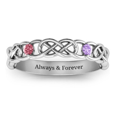 Two-Stone Interwoven Infinity Ring  - All Birthstone™