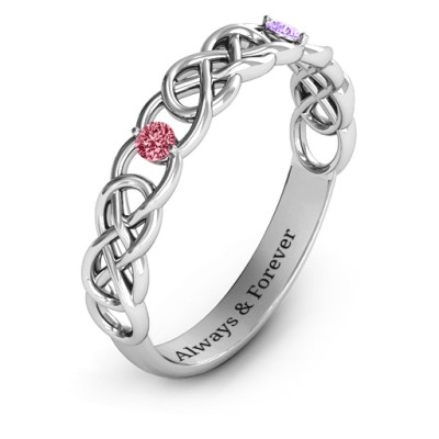 Two-Stone Interwoven Infinity Ring  - All Birthstone™