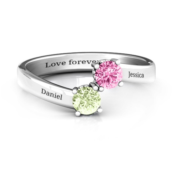 Two Stone Ring With Filigree Settings  - All Birthstone™