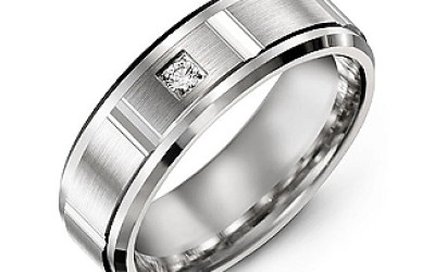 Men's Vertical Diamond-Cut Ring: Stories in Sterling & Gold