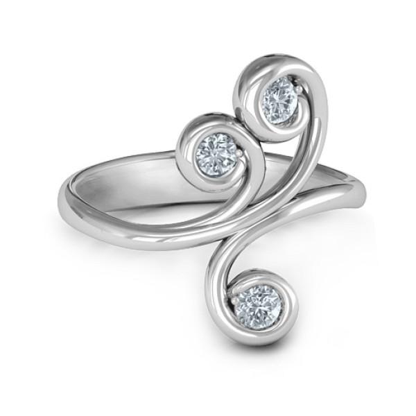 Whimsical Waves 3-Stone Ring  - All Birthstone™