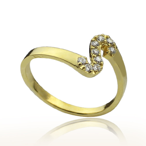 Custom Birthstone Initial Ring 18ct Gold Plated  - All Birthstone™