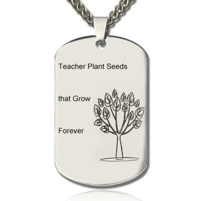 Man's Dog Tag Tree Name Necklace - All Birthstone™