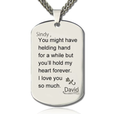 Man's Dog Tag Love and Family Theme Name Necklace - All Birthstone™