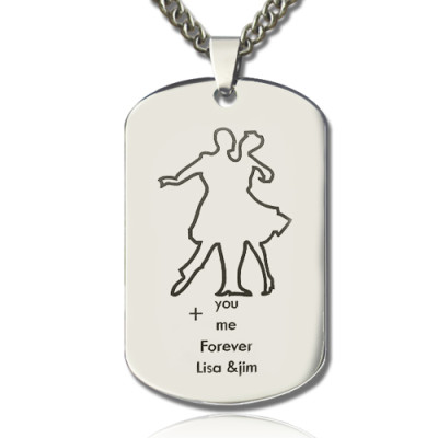 Dancing Theme Dog Tag Name Necklace - All Birthstone™