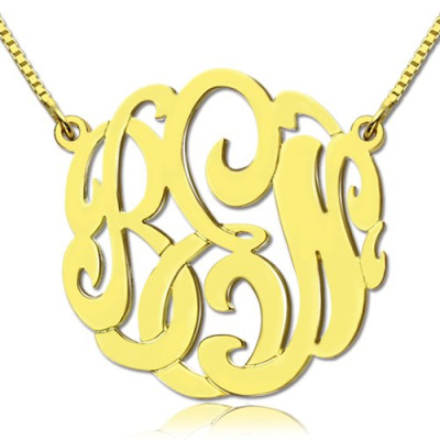 18ct Gold Plated Large Monogram Necklace Hand-painted - All Birthstone™