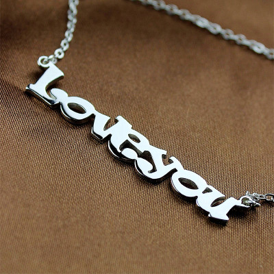 Cute Cartoon Ravie Font 18ct White Gold Plated Name Necklace - All Birthstone™