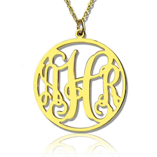 18ct Gold Plated Circle Monogram Necklace - All Birthstone™