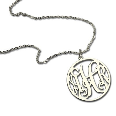 Sterling Silver Circle Monogram Necklace - All Birthstone™