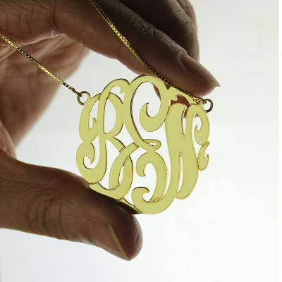 18ct Gold Plated Large Monogram Necklace Hand-painted - All Birthstone™
