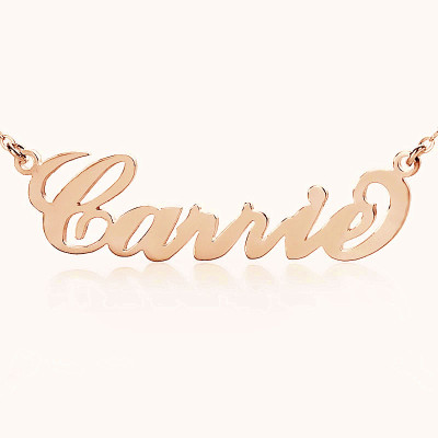 Personalised Carrie Name Necklace 18ct Solid Rose Gold - All Birthstone™