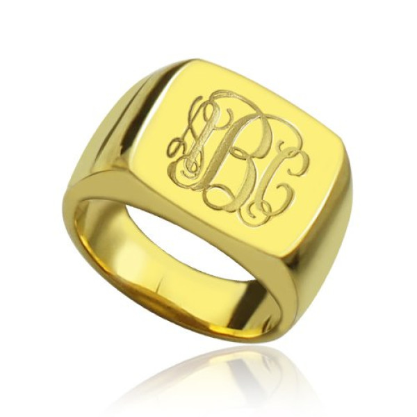 18ct Gold Plated Fashion Monogram Initial Ring - All Birthstone™