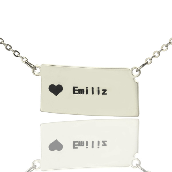 Custom Kansas State Shaped Necklaces With Heart  Name Silver - All Birthstone™