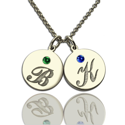 Personalised Disc Necklace with Initial  Birthstone  - All Birthstone™
