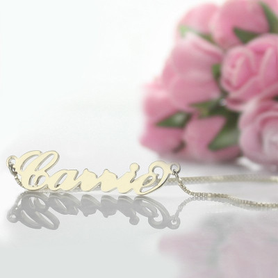 Personalised Carrie Name Necklace Silver - Box Chain - All Birthstone™
