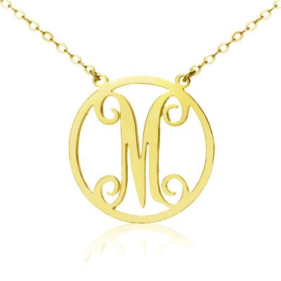 Solid Gold 18ct Single Initial Circle Monogram Necklace - All Birthstone™