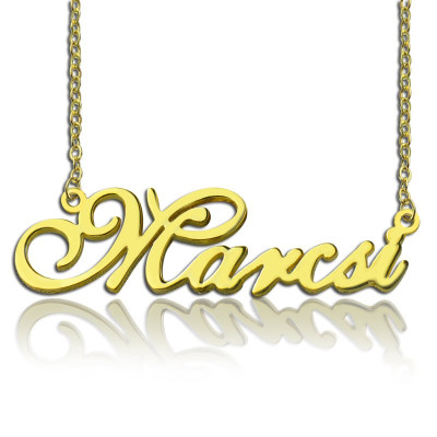 Personalised Nameplate Necklace 18ct Gold Plated - All Birthstone™