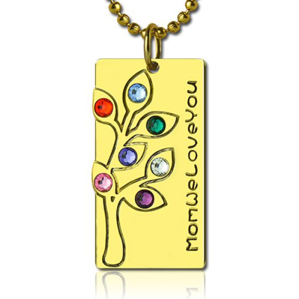 Mothers Birthstone Family Tree Necklace Sterling Silver  - All Birthstone™