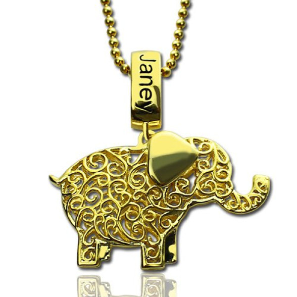 Personalised Elephant Necklace with Name  Birthstone 18ct Gold Plated  - All Birthstone™