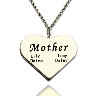 "Mother" Family Heart Necklace Sterling Silver - All Birthstone™