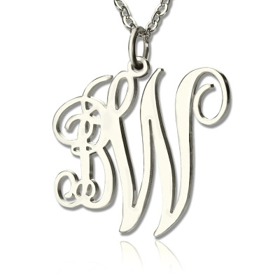 Personalised 2 Initial Monogram Necklace Sterling Silver - All Birthstone™
