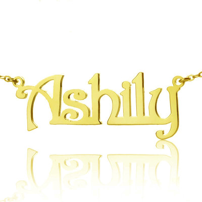Solid Gold Harrington Font Name Necklace-18ct Gold Plated - All Birthstone™