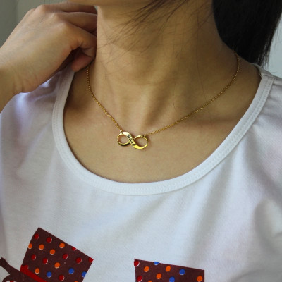 Infinity Symbol Jewellery Necklace Engraved Name 18ct Gold Plated - All Birthstone™