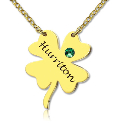 Good Luck Things - Clover Necklace 18ct Gold Plated - All Birthstone™