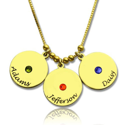 Mother's Disc and Birthstone Charm Necklace 18ct Gold Plated  - All Birthstone™