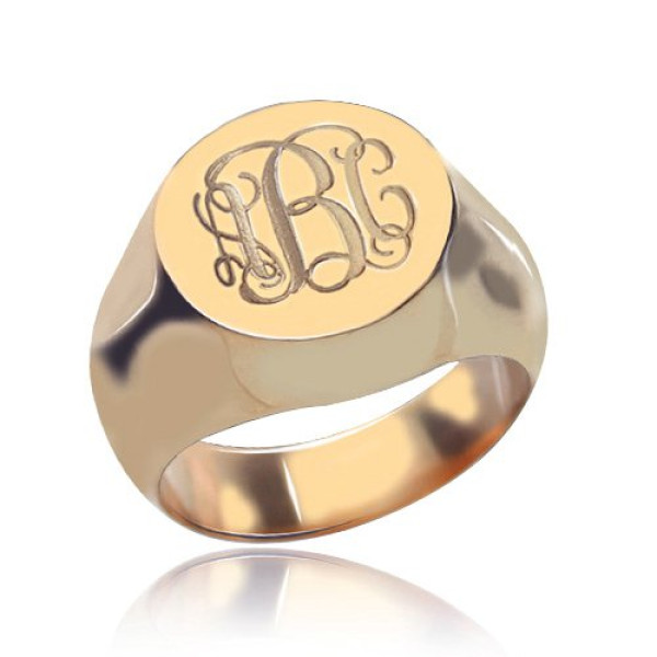 CIrcle Designs Signet Monogram Initial Ring Rose Gold - All Birthstone™
