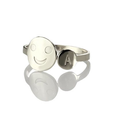 Personalised Smile Ring with Initial Sterling Silver - All Birthstone™
